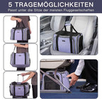 BAGLHER Expandable Cat Carrier with Travel Litter Box, Pet Travel 5 Sides Open Doors 3 Sides, Leak-Proof and Collapsible, for Car, Airplane Trip, Purple
