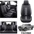 Tomatoman Tacoma Seat Covers Compatible with Toyota Tacoma 2005-2022 2023 2024 2025 2026 Truck Access Crew Double Cab TRD Offroad SR5 V6 Waterproof Faux Leather Car Cushions(Full Set/Black-White)