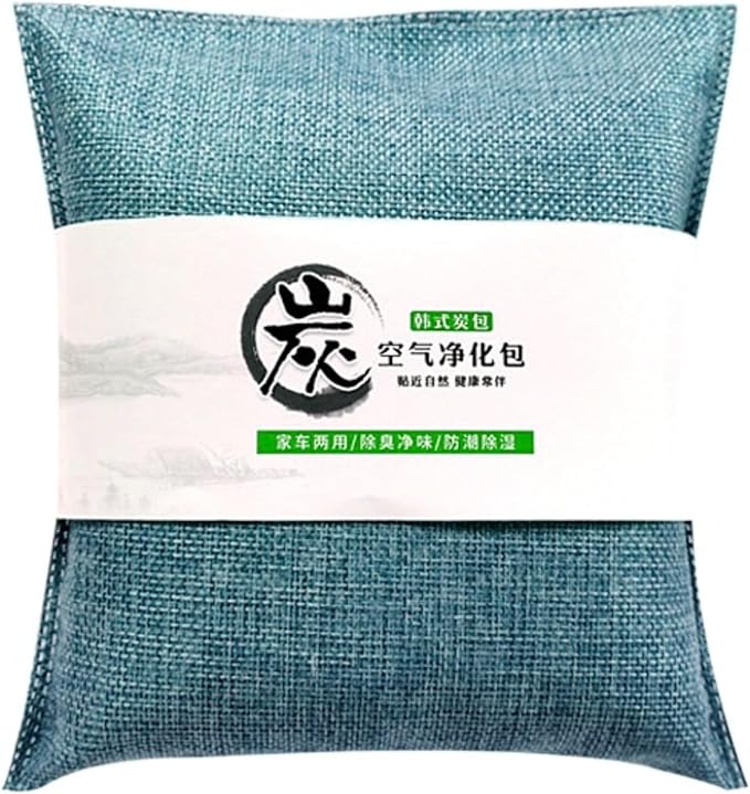500g Activated Charcoal Air Purifying Bag, Natural Odor Absorber,Natural Smell Deodorizer, Car Air Freshener Bag, Car Air Odor Remover Absorbers for Car, Home, Bedroom, Closet (Blue,5Pcs)