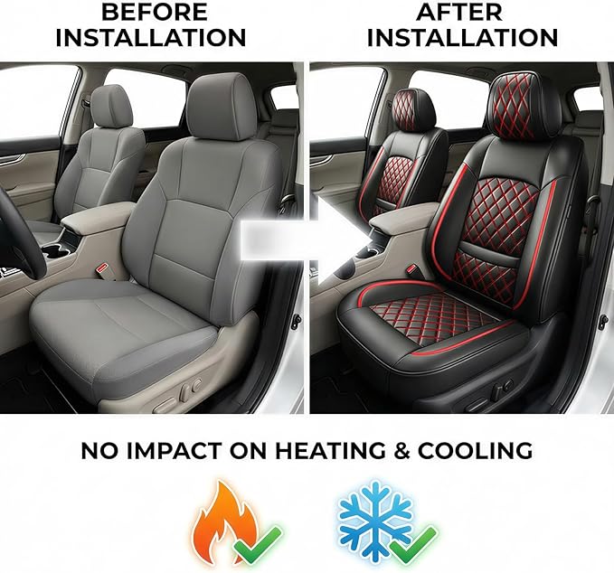 Fit for Equus Seat Covers Compatible with Hyundai Equus 2011-2016 - Waterproof Breathable Leather Automotive Seat Cushions Protector,Airbag Compatible,Full Set 5 Seats(Redline)