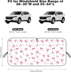 Car Windshield Sun Shade, Cute Bow Sun Visor - Wear-Resistant Black Tape, Foldable 59'x27.5'/63''x31.5''