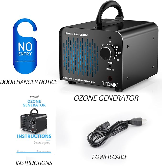 Ozone Generator 218,000mg/h, Commercial Ozone Machine Odor Removal, High Capacity Ozone Machine, Home Ozone Generator for Car, Home, Smoke, Pet, etc (Black) - by TTDMK