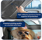 GENANY Yorkshire Terrier Family Windshield Sun Shade for Car SUV Truck (55x30 Inches), Sun Shade Windshield for Windows, Protector Blocks UV, Car Decor