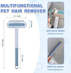 4 in 1 Pet Hair Remover - Washable & Reusable Long-Handle Tool, Gentle Removal for Dog/Cat Hair on Couch, Carpet, Furniture - Also Works for Window & Tile Cleaning (17.3inch)