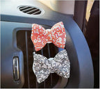 1 Pc Bling Crystal Car Bow-knot Air Vent Fragrance Sparking Rhinestone Car Diffuser Air Freshener with Vent Clip - Red 1