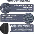 Bling Car Center Console Cover, Soft Fluffy Armrest Seat Box Cushion Pad, Crystal Diamond Arm Rest Protection Mat, Automotive Interior Decoration Accessories for Most Vehicles (Gray)