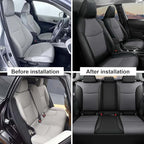 AOMSAZTO Custom Fit for Toyota Corolla Cross Hybrid 2023 2024 2025 Faux Leather Car Seat Covers Full Set Compatible Airbag Corolla Cross Hybrid S,SE,XSE Seat Protector Sedan Black+Grey
