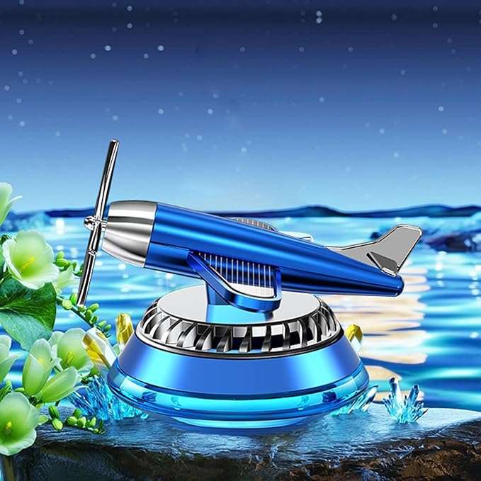 Car Air Freshener, Helicopter Solar Energy Rotating Car Freshener Diffuser Long Lasting for Car Interior Decoration Accessories Diffuser (Blue-Ocean)