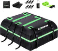 Car Rooftop Cargo Carrier Bag, Waterproof 21 Cubic Feet Car Roof Luggage Carrier for All Vechicles with/Without Racks, Includes Anti-Slip Mat, 8 Reinforced Straps, 6 Door Hooks, Luggage Locks (Green)