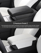TPARTS Leather Armrest Support Cushion for All Tesla Model Y/3/X/S Tesla Armrest Decor Interior Accessories Memory Foam Console Pillow Elbow Rest Cover Pad (White)