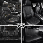 CAR PASS Nappa Leather Car Seat Covers Full Set, Water Resistant 3D Foam Faux Leather Seat Covers with Lumbar Support, Automotive Seat Covers 5 Seats Comfort & Universal Fit for Cars SUV Truck, Black