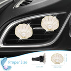 Beach Decor,2pcs Seashell Air Vent Clips Car Air Freshener,Beige Scallop Ocean Car Interior Decor Diffuser for Women Mom