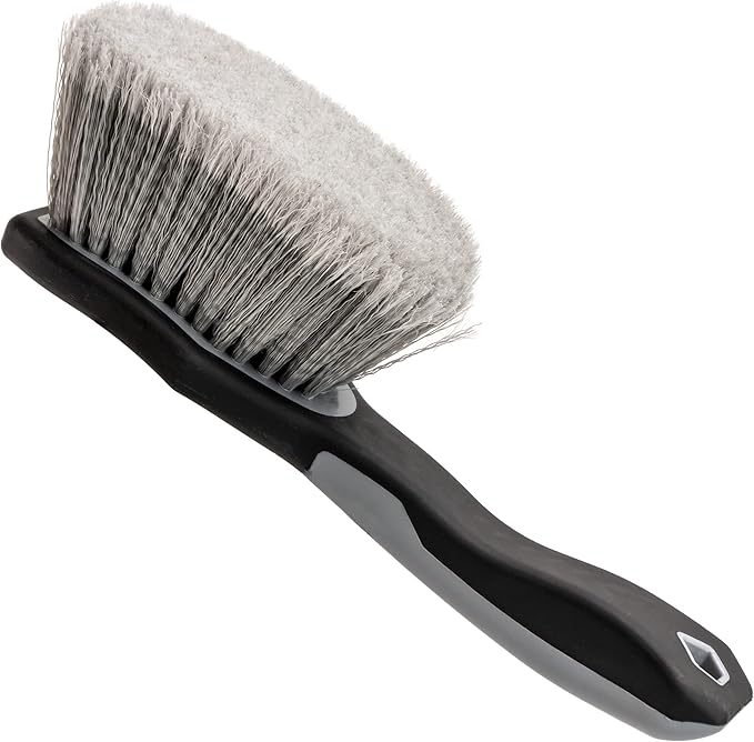 VIKING Car Wash Brush, Wheel and Fender Brush, Short Handle Tire Cleaner for Car Detailing, 10.3 Inch, Grey/Black