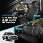 for Toyota RAV4 Seat Covers 2019 2020 2021 2022 2023 2024 2025 RAV 4 LE XLE Limited XLE Premium (Gas not for Hybrid) - Custom Leather Car Seat Covers Full Set - Black