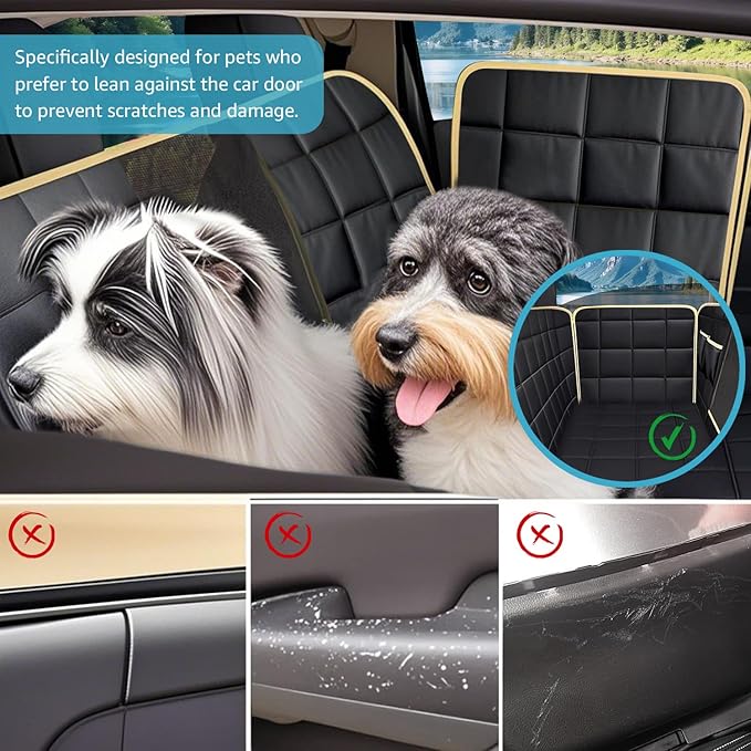 Lassie Dog Hammock for Car, Compatible with 2020-2026 Tesla Model Y Dog Seat Covers,Dog Car Seat Cover for Back Seat with 4 Headrests and 2 Seat Belts, 100% Waterproof Pet Seat Protector for Dogs