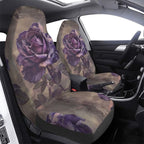 Delerain Car Seat Covers Set 2Pcs, Purple Rose Vintage Universal Front Car Seats Vehicle Enterior Protector Suitable Fits Most Car Auto SUV Sedan Truck