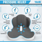 Large Memory Foam Seat Cushion Lumbar Support Pillow for Sciatica & Tailbone Pressure Relief Coccyx Pad for Office Chair, Car,Wheelchair,Home,Office