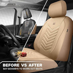 CAR PASS 3D Foam Mesh Leather Car Seat Covers Front Seats, Tan Breathable Front Seat Cover for Cars, Comfortable Universal Fit for SUV Truck Sedan Automotive Anti-Slip Airbag Compatible, All Beige