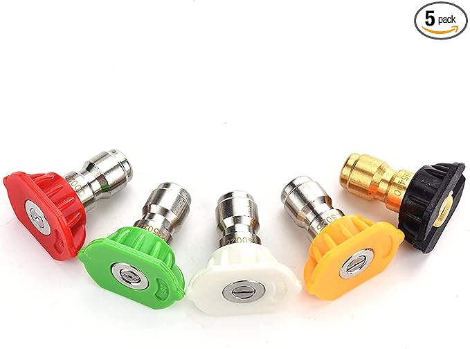 Tool Daily Pressure Washer Spray Nozzle Tips Multiple Degrees, 1/4 inch 5-Pack (2.5 GPM)