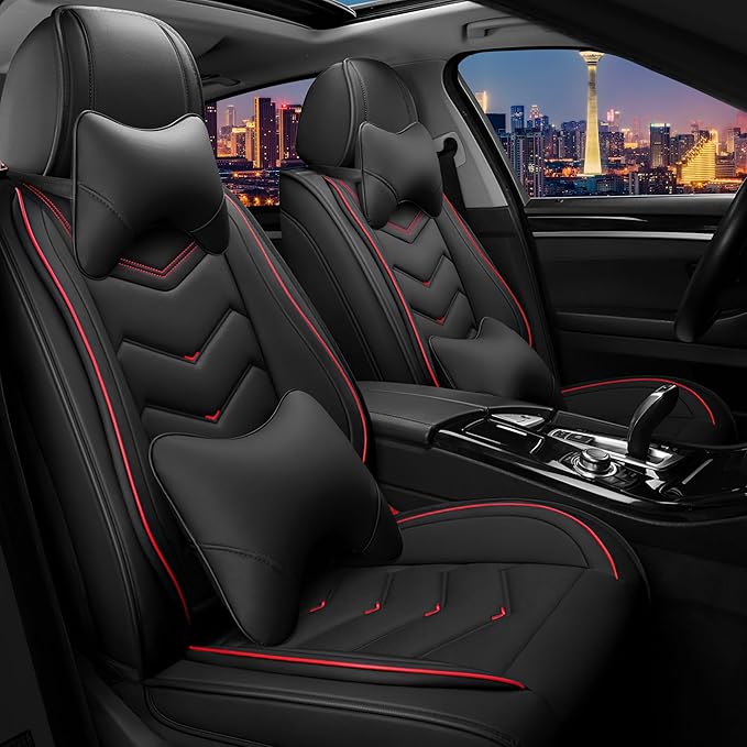 CTDS Car Seat Covers for Honda HR-V 2016-2026, Stylish Sport Seat Cover, Premium Nappa Leather Car Seat Cover. Automobile Seat Covers Sets.(Luxury 2 Seats/Black)