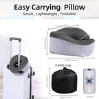 Travel Neck Pillows for Airplanes- 360° Support Memory Foam Travel Pillow with Portable Carry Bag Including Eye Mask & Earplugs, Gift for Long Flights, Car Rides & Office Naps (Grey)