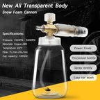 Foam Cannon, Pressure Washer Gun with 1/4 Inch Quick Connect, Fully Transparent Body Design, Adjustable Nozzle, Fits Most Power Washing Accessories, 1 Liter, Pressure 1450psi-5000psi