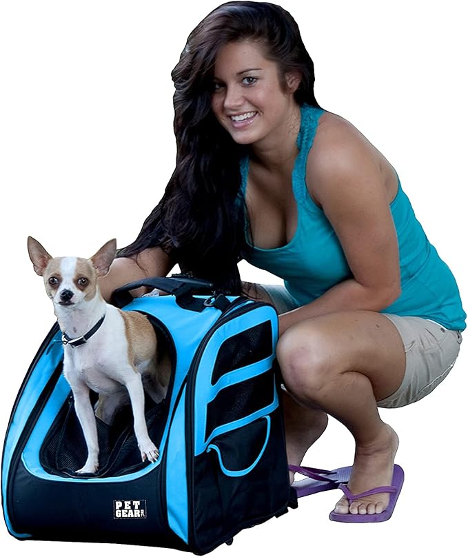 Pet Gear I-GO2 Roller Backpack, Travel Carrier, Car Seat for Cats/Dogs, Mesh Ventilation, Included Tether, Telescoping Handle, Storage Pouch, 1 Model, Available in 5 Colors