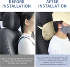 Car Neck Pillow, 2 Pack PU Leather Car Headrest Pillows with Adjustable Strips, Car Neck Support Ergonomic Du-Pont Bio Cotton Pillow, Head Rest Travel Pillow for Car (Beige, Soft Style)