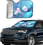 Blue Butterfly Flower Car Windshield Sunshade Front Window Sun Visor Protector Foldable Shield Cover for Truck SUV