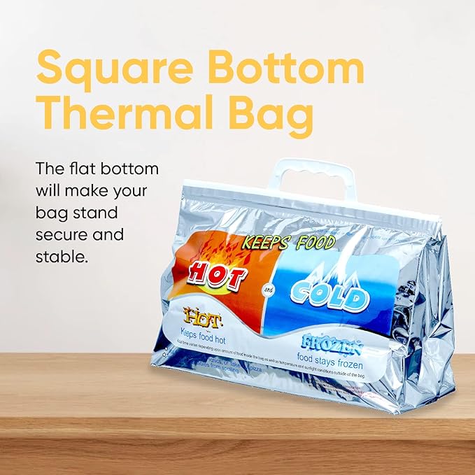 Superio Hot and Cold Insulated Bags for Food Delivery, Grocery Shopping Bags, Food Storage for Hot and Frozen Food for Travel, Disposable Cooler Bag, Reinforced Thermal Lunch Bag (5, 13"x5.5"x8.5")