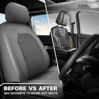 CAR PASS Leather Car Seat Covers Breathable Seat Cover Full Sets Airbag Compatible for Most Cars, SUVs, Trucks, and Vans (Full Set, Gray)
