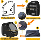 PAWZIDEA Portable Dog Crate for Car Travel, Collapsible Pet Travel Crates for Medium & Large Dogs, Enclosed Soft-Sided Car Kennel Carrier for Backseat, Secures w/Seatbelt & Headrest Strap, Chew-Proof