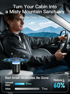 Smart Car Air Freshener Diffuser, Waterless Essential Oil Diffuser with 4 Modes, 4 Scent Refills, Auto On/Off, USB - C Rechargeable Wireless, Ambient Light for Home/Car Use (5502-Black)