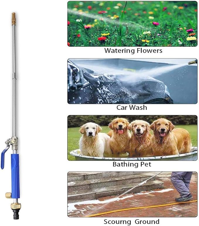 High Pressure Power Washer Wand, Watering Sprayer Cleaning Tool, Hydro Jet Water Hose Nozzle, Wand Lance for Gutter Patio Car Pet Window blue