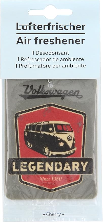 BRISA VW Collection Volkswagen Air Freshener, Room Freshener, Deodorizer for Cars T1 Bus Campervan Motif (Cherry/Gray/Set of 2)