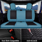 Coverado JK Seat Covers 4 Door for Jeep Wrangler, Waterproof Leather Car Seat Cover for Jeep Wrangler Vehicle Truck Accessories Custom Fit for 2013-2017 Jeep Wrangler Seat Covers Full Coverage(Blue)