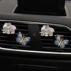 Bling Butterfly Air Vent Clips, 4 Pcs Crystal Elephant Air Fresheners, Diffuser Rhinestone Decoration Cute Interior Decor Accessories for Women