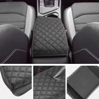 SXCY for 2024 2025 2026 VW Taos Armrest Cover for Volkswagen Taos 2024 2025 2026 Accessories 2022 2023 2024 2025 2026 Taos Center Console Cover 2024-2026 Taos Middle Console Cover (Black Leather Pad)