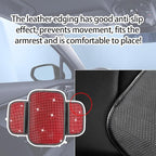 Bling Car Center Console Cover, Crystal Rhinestone Vehicle Armrest Cover Cushion with 2 Storage Bags for Women Girls, Diamond Auto Storage Box Protector Pad, Universal Fit (Red)