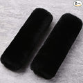 OGLAND Authentic Sheepskin Car Seat Belt Pad,2 Pack Soft Seat Belt Cover for Shoulder Pad Neck Cushion Protector Car Accessories by Genuine Natural Merino Wool (Black)