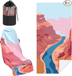 2 Pack Car Seat Towel Covers with Storage Bag 63 x 32 Inch Athletic Running Towel Seat Sweat Washable Non Slip Cover Gift for Car Outdoor Sport Activities (Grand Canyon)
