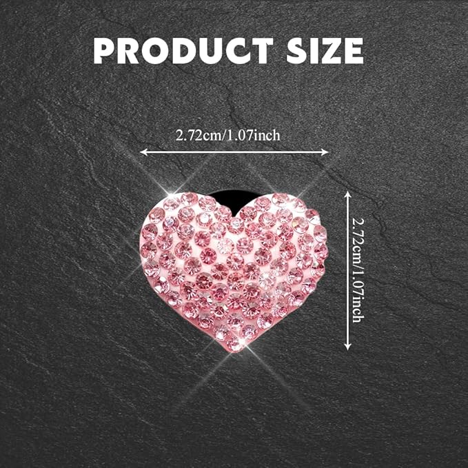 4PCS Bling Heart Air Vent Clips, Car Air Freshener for Women, Air Fresheners Diffuser Clip Charm, Car Air Conditioning Outlet Clip Decorative Accessory for Women Girls (Pink, Style1)