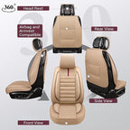 OASIS AUTO Car Seat Covers Front Seats Premium Waterproof Faux Leather Cushion Universal Accessories Fit SUV Truck Sedan Automotive Vehicle Auto Interior Protector (OS-001 Tan)