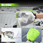 Collapsible Bucket with 3-in-1 Car Wash Mitt, Multiuse 10L Portable Plastic Bucket with Handle, Coral Velvet & Chenille Wash Mitt, Car Cleaning Kit for Vehicle, Household