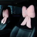 Macarrie 2 Pcs Car Neck Pillow Plush Butterfly Bow Car Headrest Pillow Comfortable Seat Neck Support Cute Head Rest Accessories for Driving Travel Driver Chair Girl Style Interior Decor(Pink)