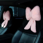 Macarrie 2 Pcs Car Neck Pillow Plush Butterfly Bow Car Headrest Pillow Comfortable Seat Neck Support Cute Head Rest Accessories for Driving Travel Driver Chair Girl Style Interior Decor(Pink)