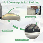 2 Pack Leather Front Car Seat Cover Bottom Only, Anti-Slip Padding Seat Cushion, Full Wrap Seat Protector with Storage Function Universal Fit for Most Cars, SUV, Pick-up Trucks (Beige)