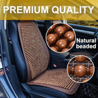 JSCARLIFE Tilia Wood Beaded Car Seat Cover - Breathable Ergonomic Driver Cushion for Cars/Trucks/SUVs | Hand-Knotted Beads, Lumbar Support & Cooling Tech (Brown)