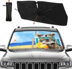 CHILL·TEK Funny Animal Car Windshield Sun Shade Umbrella, Funny Raccoon Car Sun Shade Umbrella, Block UV Rays Heat Foldable Windshield Umbrella Sun Visor Protector - Keep Vehicle Cool for Cars SUV