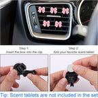 6pcs Pink Bow Car Air Vent Freshener Clips, Cute Bow Car Air Vent Clips Coquette Air Conditioning Outlet Clip Car Fresheners Diffuser Interior Decor Charm Car Accessories for Women Girls Gift